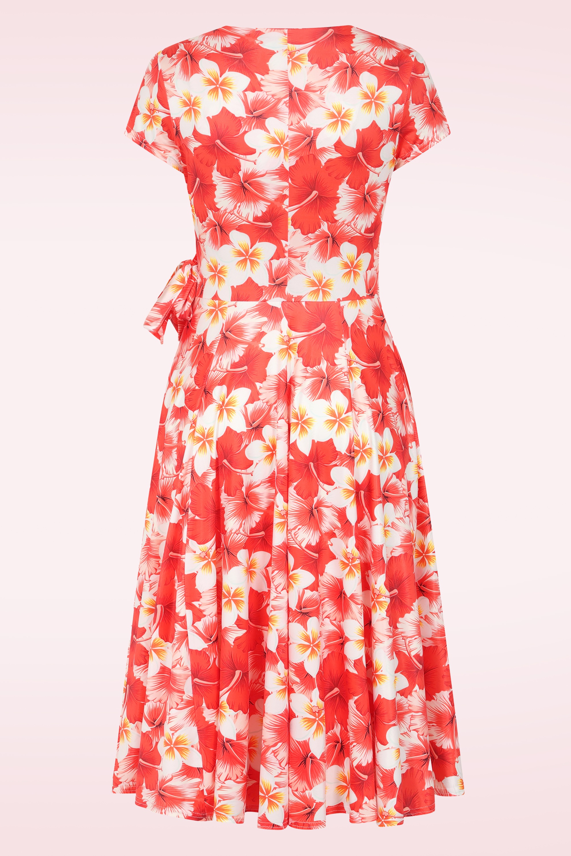 Vintage Chic for Topvintage - Topvintage exclusive ~ Layla hibiscus cross over jurk in oranje 3