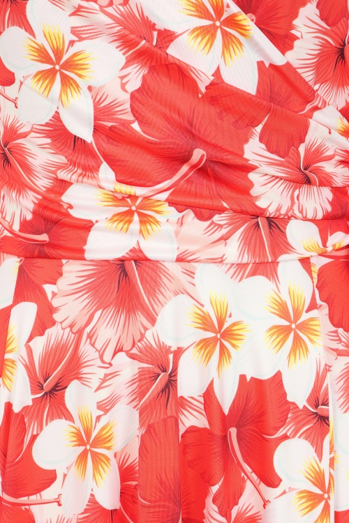 Vintage Chic for Topvintage - Topvintage exclusive ~ Layla hibiscus cross over jurk in oranje 2