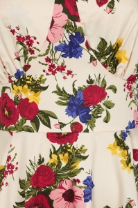 Banned Retro - Sophie Floral Serenade katoenen swing jurk in crème en multi 2