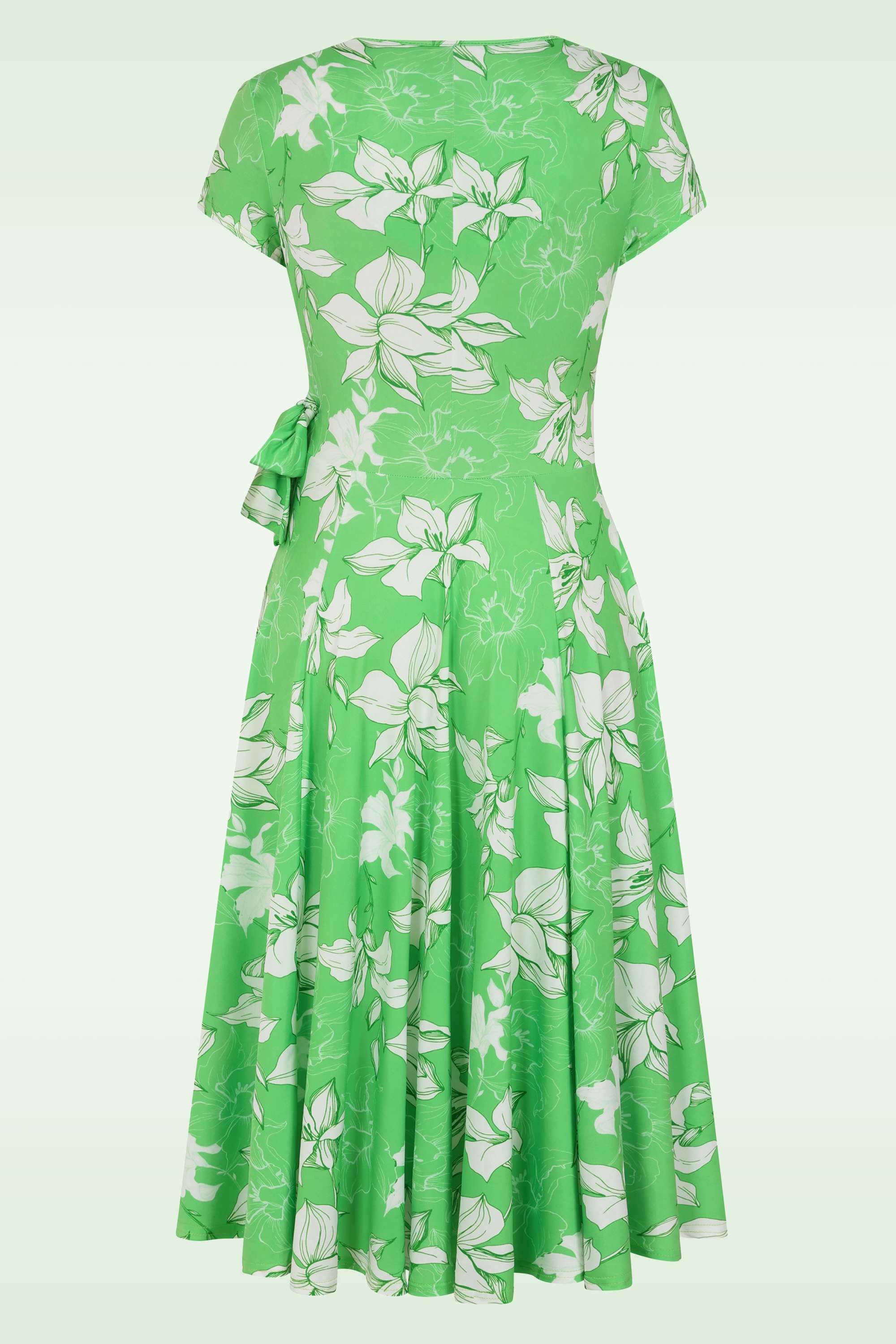 Vintage Chic for Topvintage - Topvintage exclusive ~ Layla floral cross over jurk in groen 3