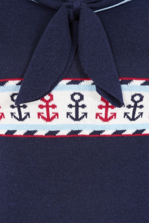 Banned Retro - Sailor Sophie trui in marineblauw 4