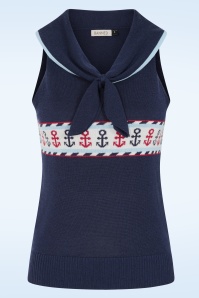 Banned Retro - Sailor Sophie trui in marineblauw 2