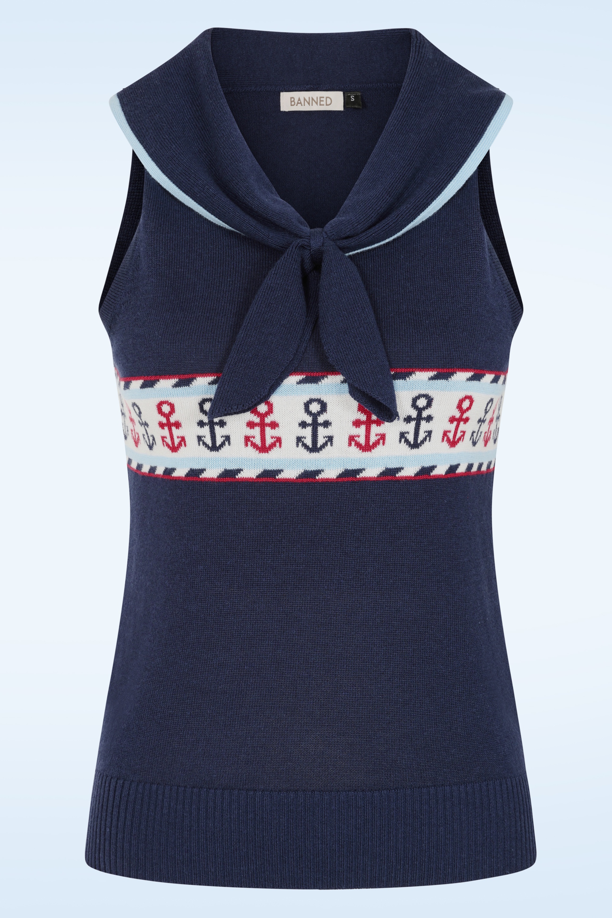 Banned Retro - Sailor Sophie trui in marineblauw 2