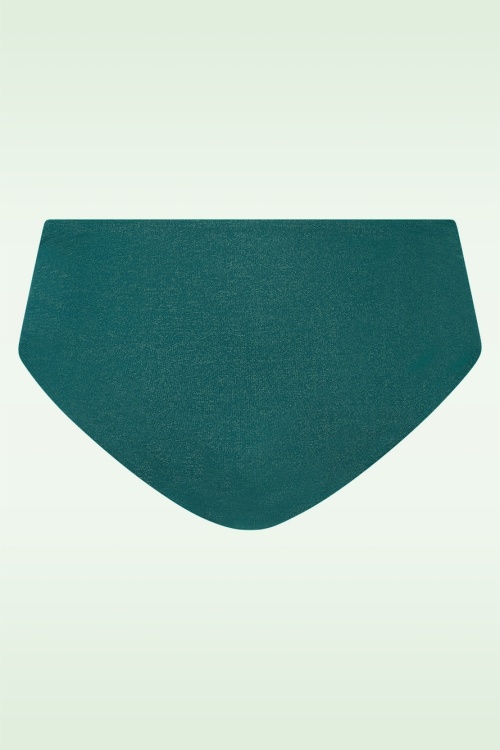 TC Beach - Mid Waist Shimmer bikinibroekje in flessengroen 4