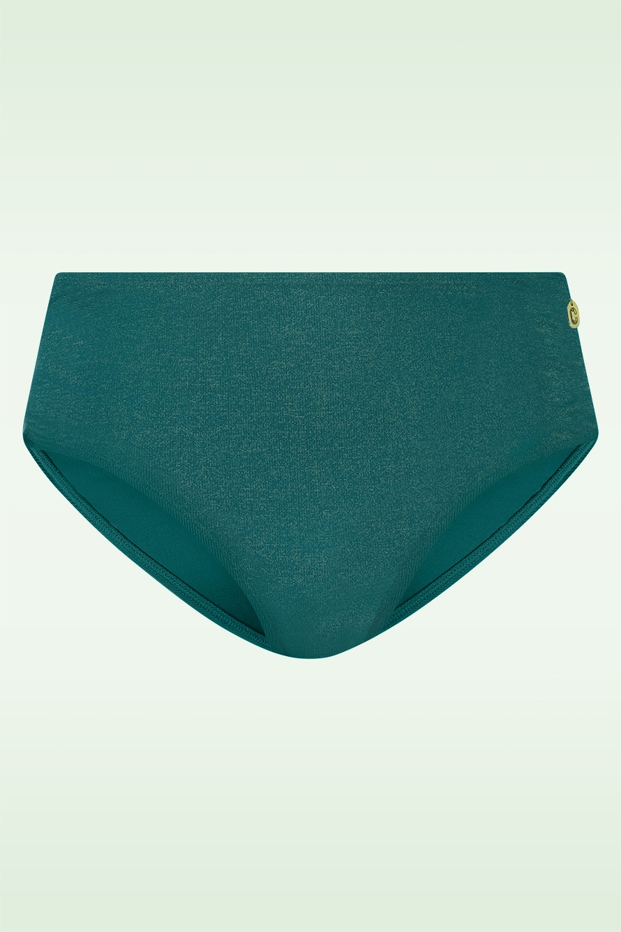 TC Beach - Mid Waist Shimmer bikinibroekje in flessengroen 2
