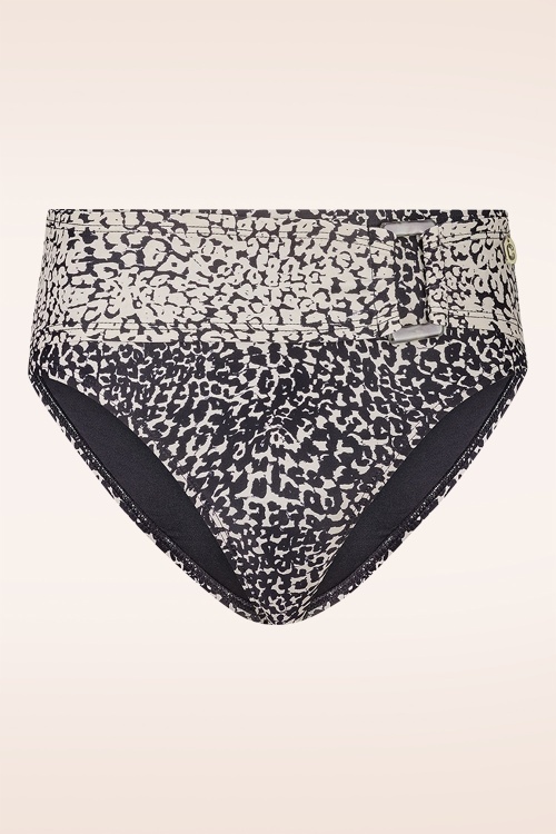 TC Beach - Mid Waist Little Leopard bikinibroekje in zwart en crème