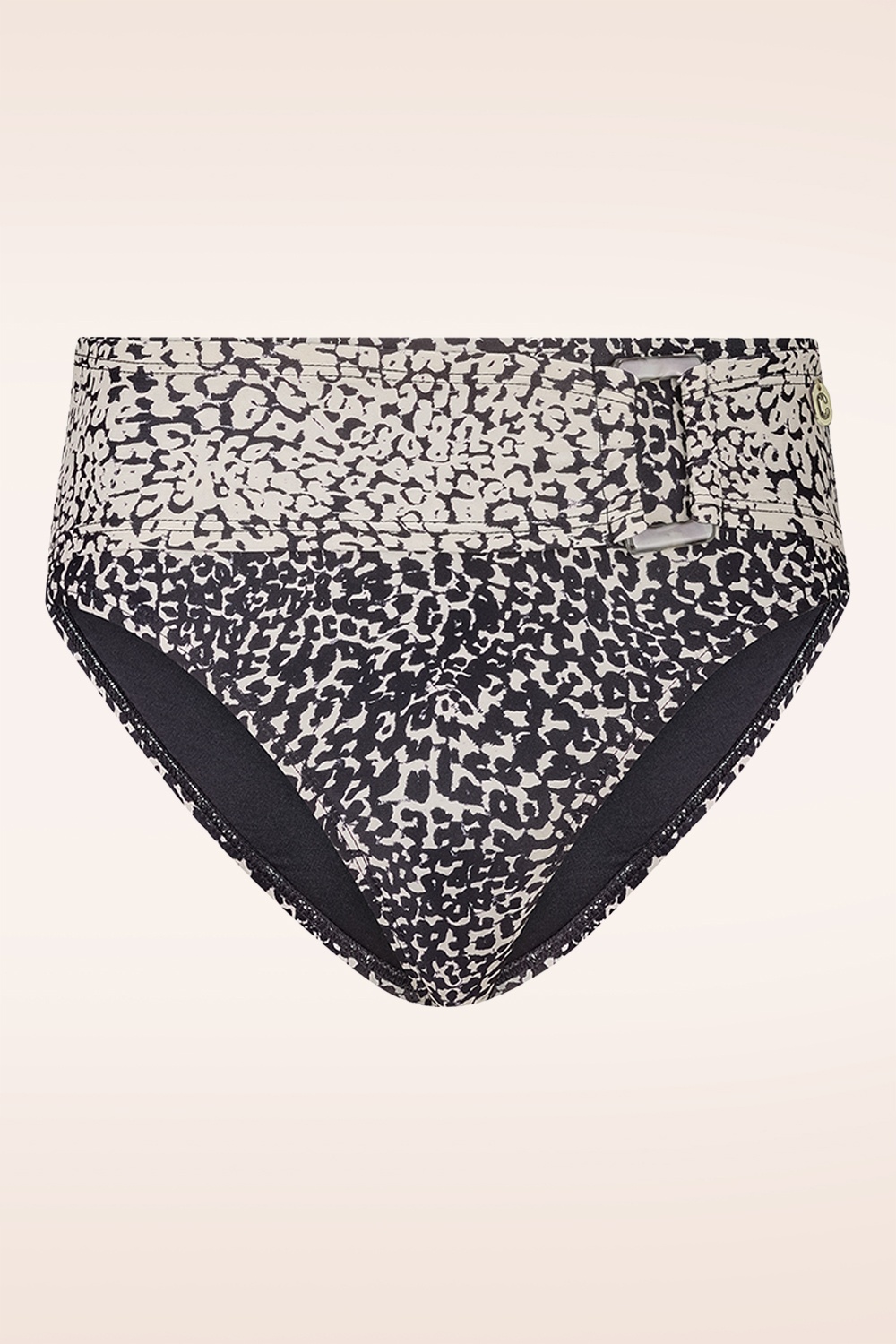 TC Beach - Mid Waist Little Leopard bikinibroekje in zwart en crème