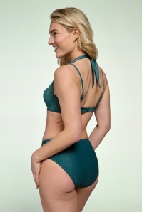 TC Beach - Multiway Shimmer bikini top in flessengroen 4