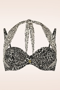 TC Beach - Multiway Little Leopard bikini top in zwart en crème