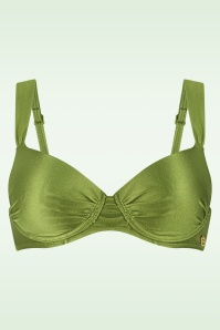 TC Beach - Push Up bikini top in shiny kiwi groen