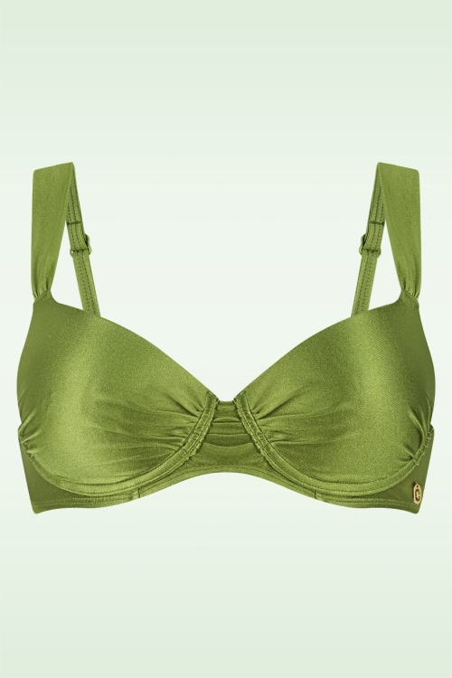 TC Beach - Push Up bikini top in shiny kiwi groen
