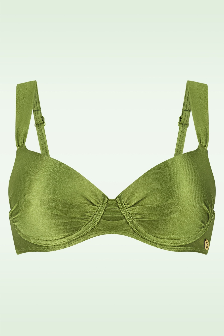 TC Beach - Push Up bikini top in shiny kiwi groen