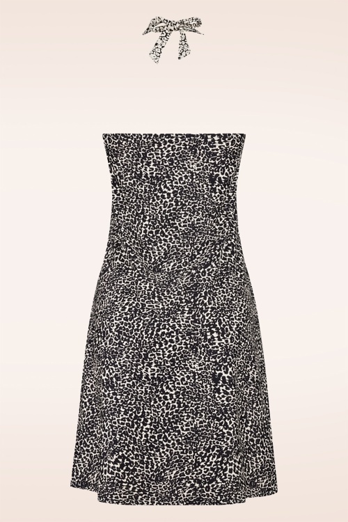 TC Beach - Little Leopard Halter zwemjurk in zwart en crème 3