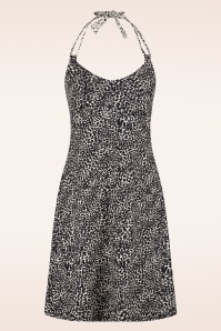 TC Beach - Little Leopard Halter zwemjurk in zwart en crème 2