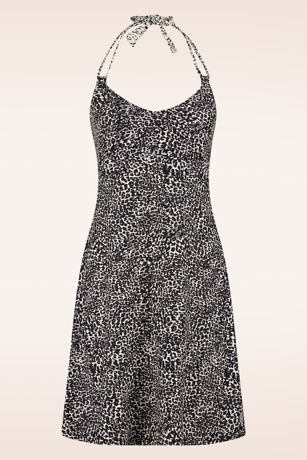 TC Beach - Little Leopard Halter zwemjurk in zwart en crème 2