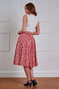 Banned Retro - Cary Check And Bow rok in rood 2