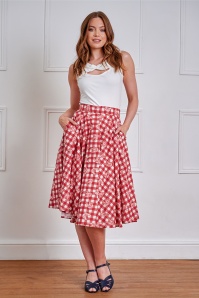 Banned Retro - Cary Check And Bow rok in rood