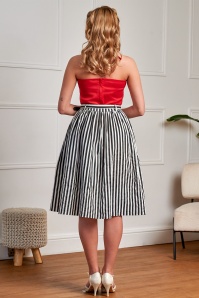 Banned Retro - Mila Striped swing rok in zwart en wit 3