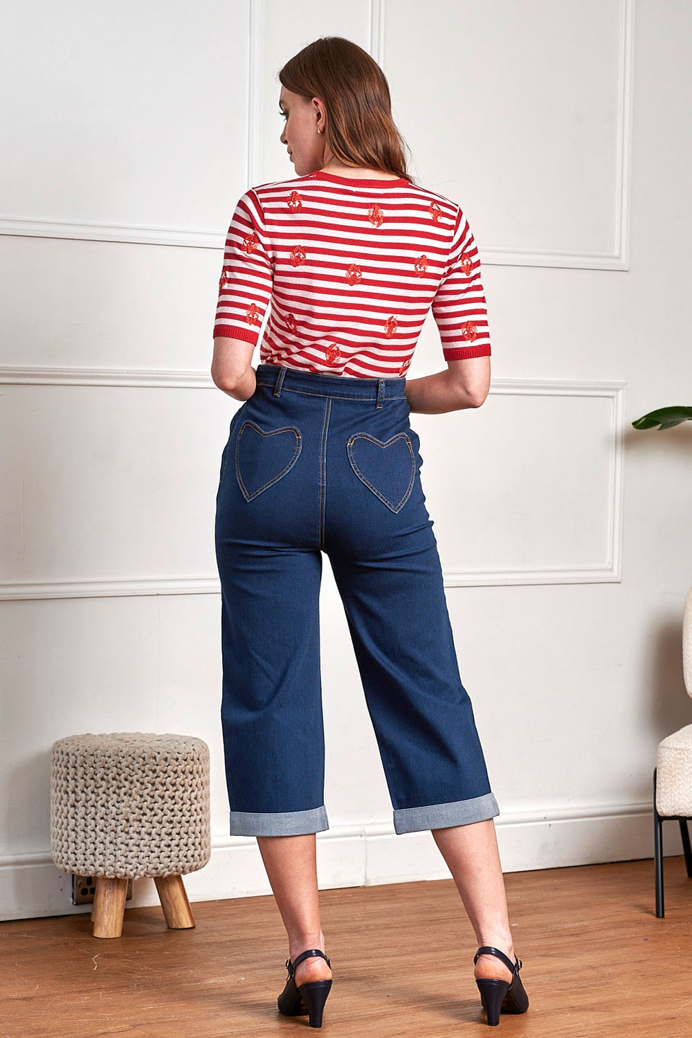 Banned Retro - Mandy Love Denim capri in denim blauw 2