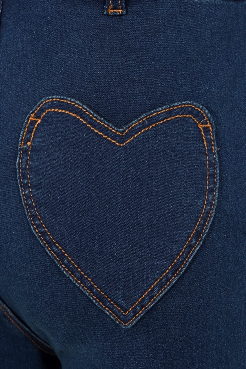 Banned Retro - Mandy Love Denim capri in denim blauw 6