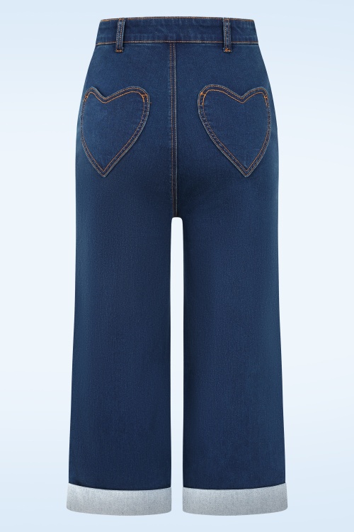 Banned Retro - Mandy Love Denim capri in denim blauw 5