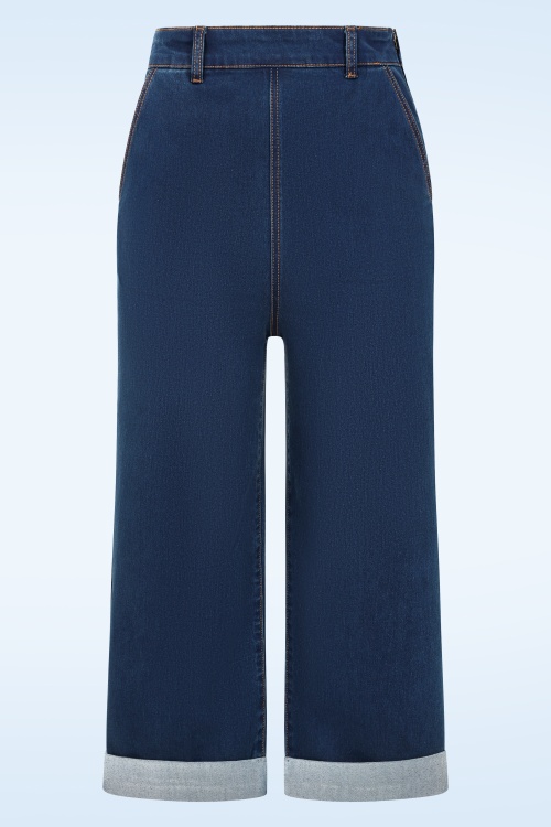 Banned Retro - Mandy Love Denim capri in denim blauw 3
