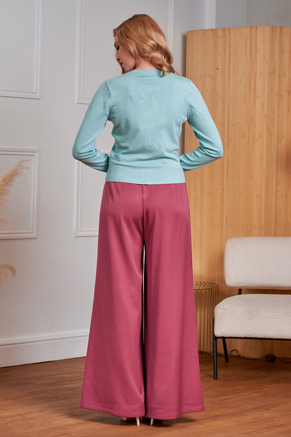 Banned Retro - Eliza pantalon in bordeauxrood 2