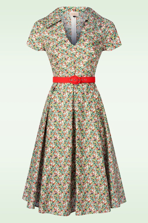 Topvintage Boutique Collection - Topvintage exclusive ~ Leona Bloom katoenen swing jurk in multi 2