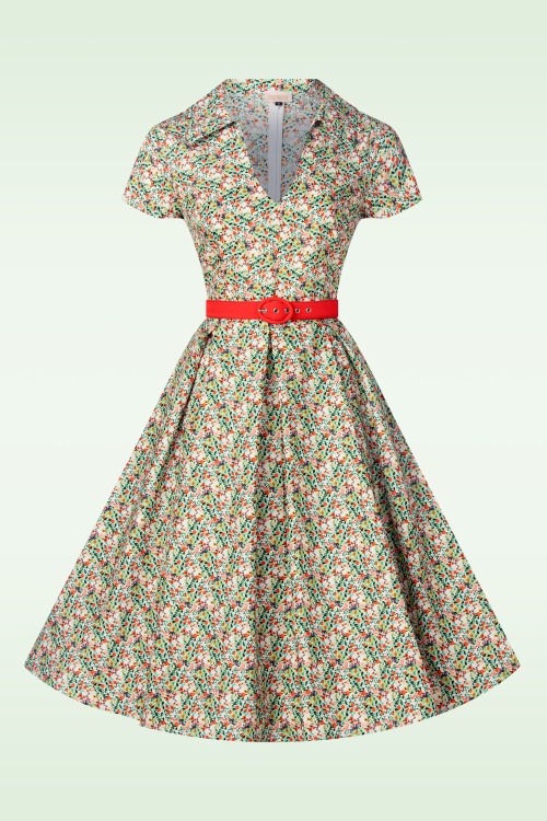 Topvintage Boutique Collection - Topvintage exclusive ~ Leona Bloom katoenen swing jurk in multi 4