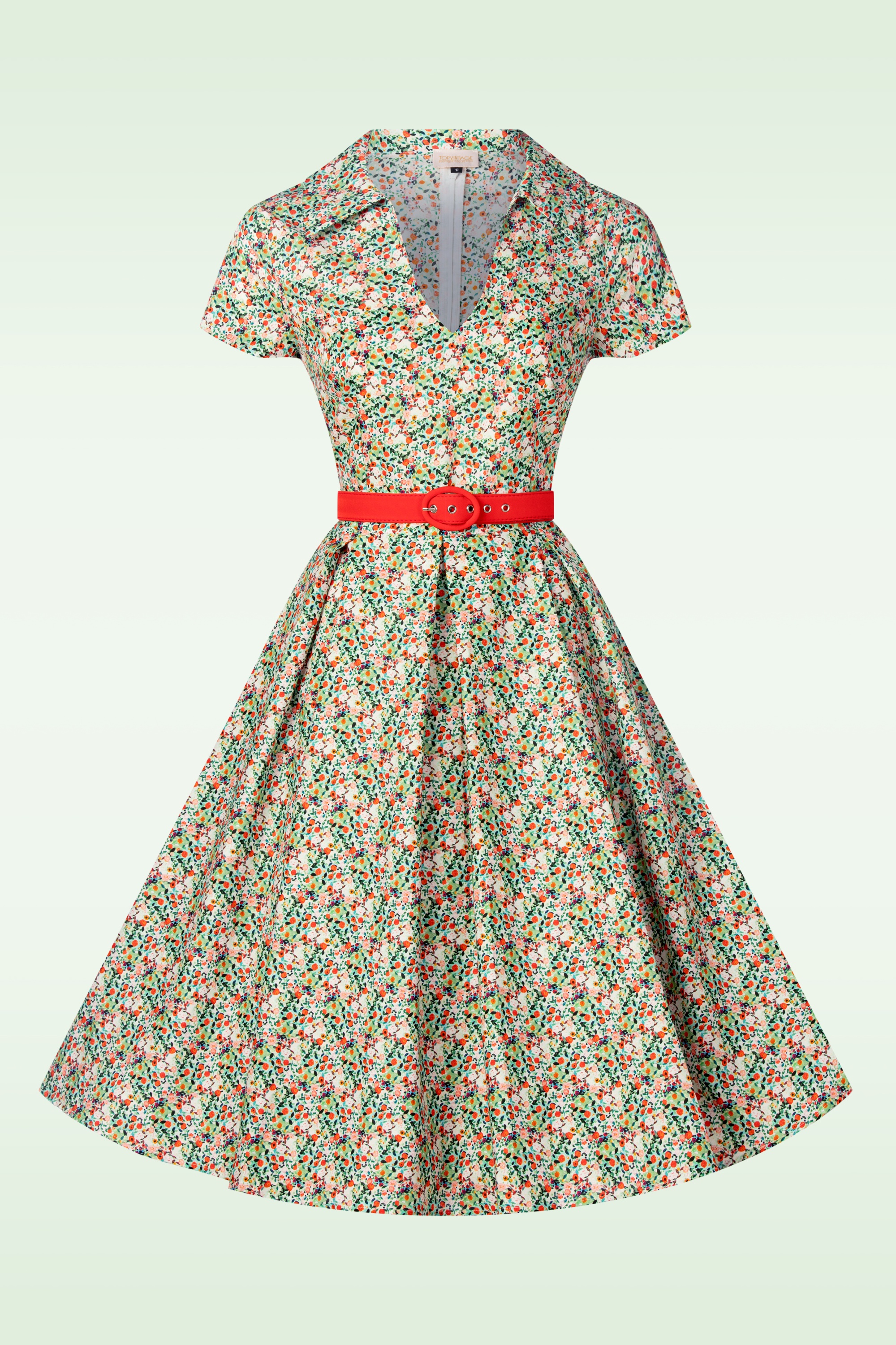 Topvintage Boutique Collection - Topvintage exclusive ~ Leona Bloom katoenen swing jurk in multi 4