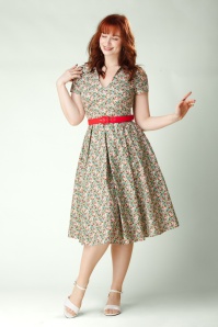 Topvintage Boutique Collection - Topvintage exclusive ~ Leona Bloom katoenen swing jurk in multi
