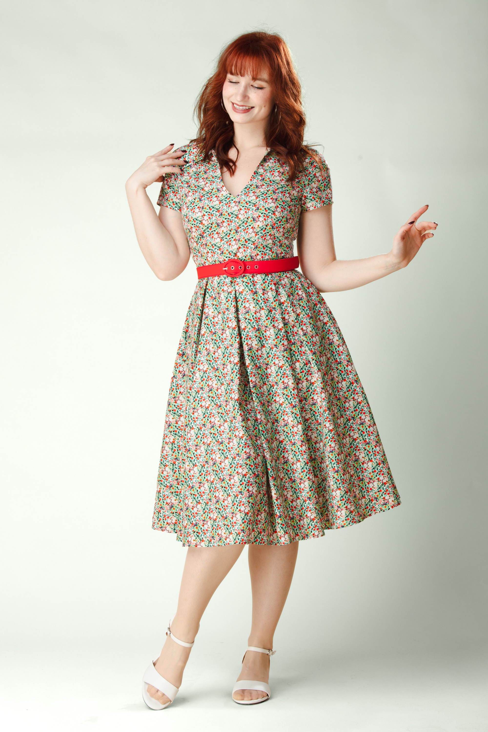 Topvintage Boutique Collection - Topvintage exclusive ~ Leona Bloom katoenen swing jurk in multi