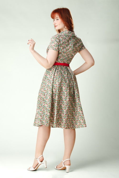 Topvintage Boutique Collection - Topvintage exclusive ~ Leona Bloom katoenen swing jurk in multi 3