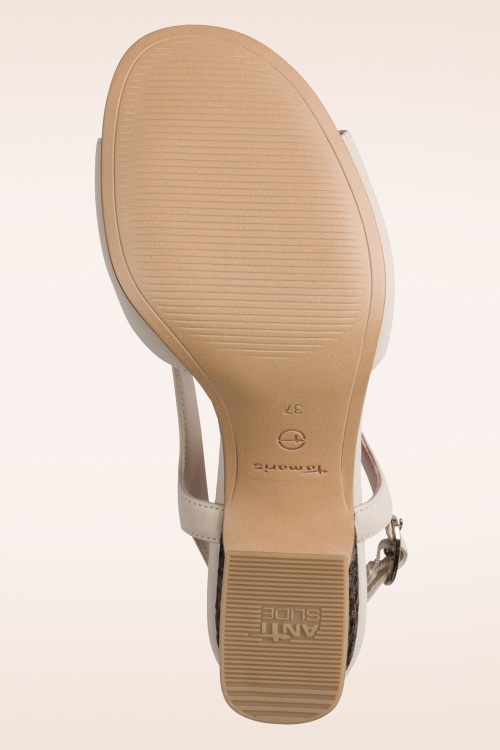 Tamaris - Jonie sandaaltjes met blokhak in crème 3