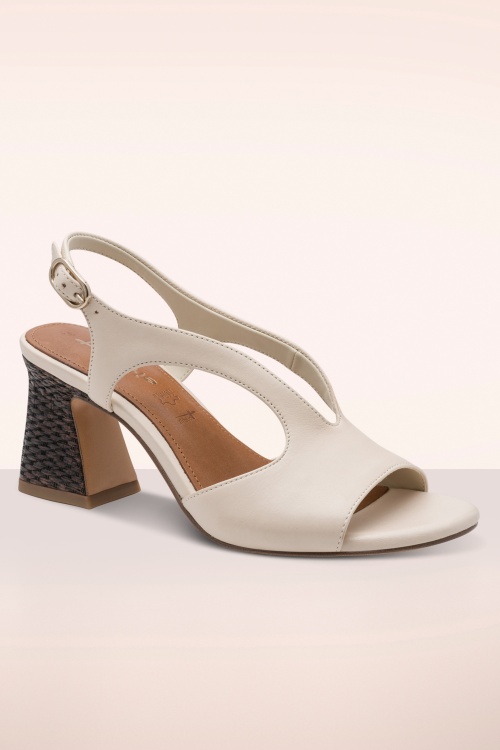 Tamaris - Jonie sandaaltjes met blokhak in crème 2