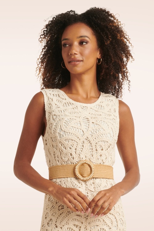 Smashed Lemon - Raffia riem in donker zand 2