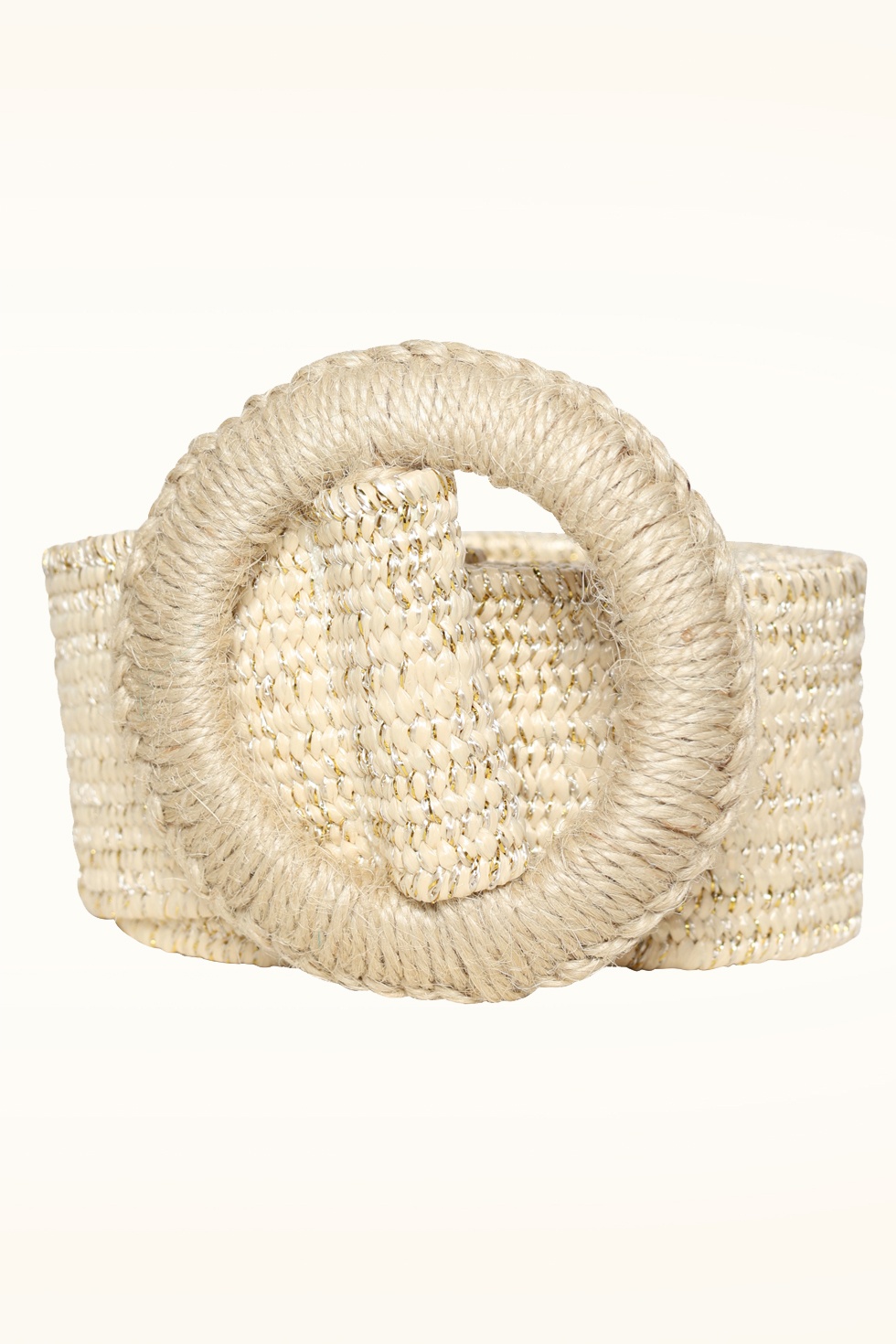 Smashed Lemon - Raffia riem in zand en goud