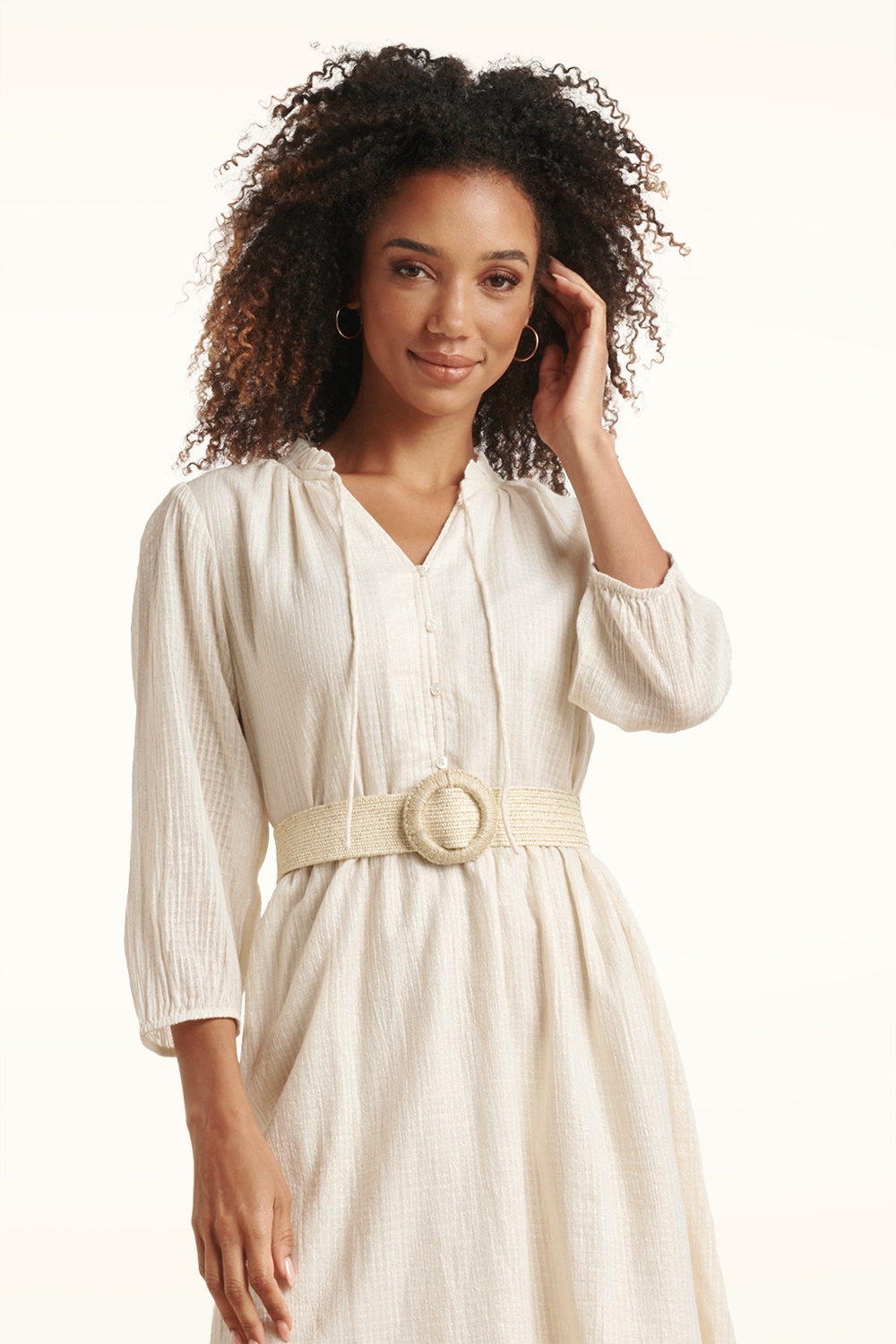 Smashed Lemon - Raffia riem in zand en goud 2