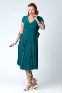 Vintage Chic for Topvintage - Layla overslag jurk in teal