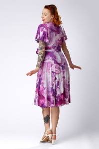 Vintage Chic for Topvintage - Topvintage exclusive ~ Irene aquarel overslag swing jurk in paars 3