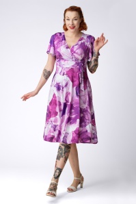 Vintage Chic for Topvintage - Topvintage exclusive ~ Irene aquarel overslag swing jurk in paars