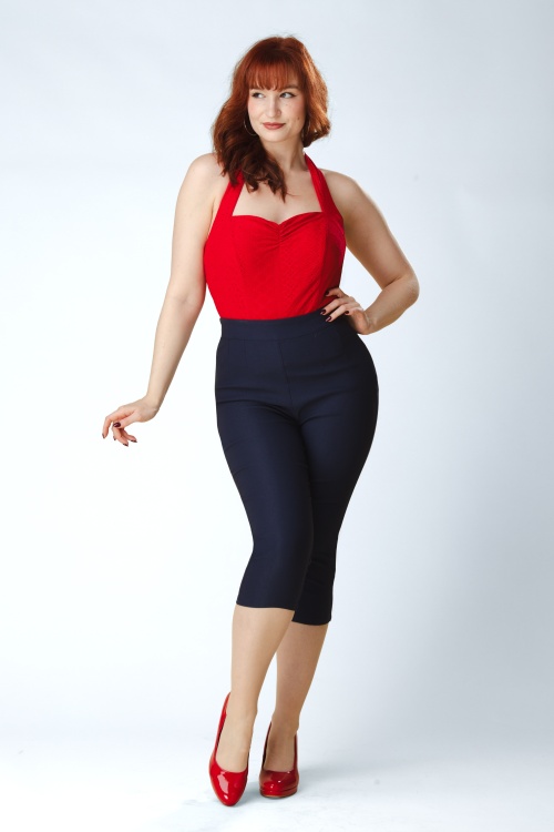 Topvintage Boutique Collection - Topvintage exclusive ~ Paola capri broek in marineblauw