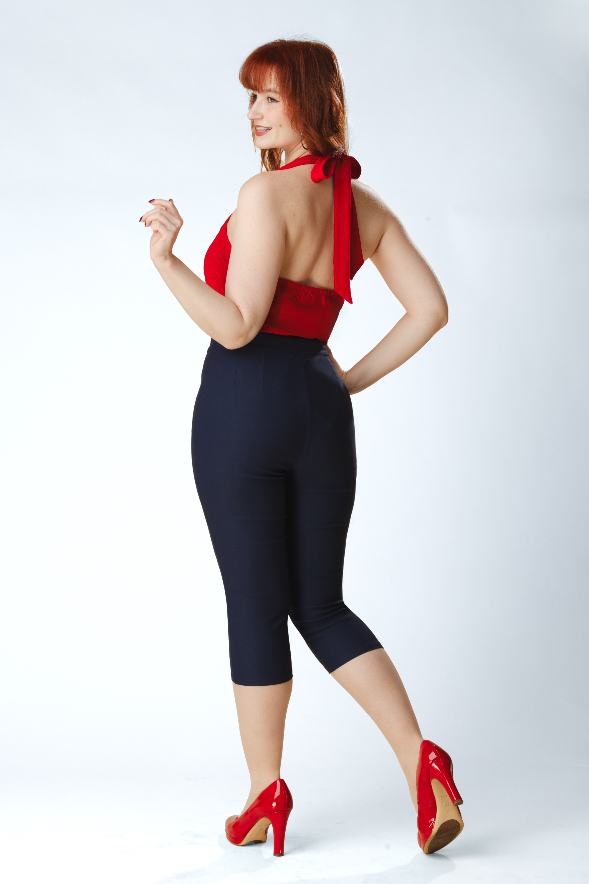 Topvintage Boutique Collection - Topvintage exclusive ~ Paola capri broek in marineblauw 3