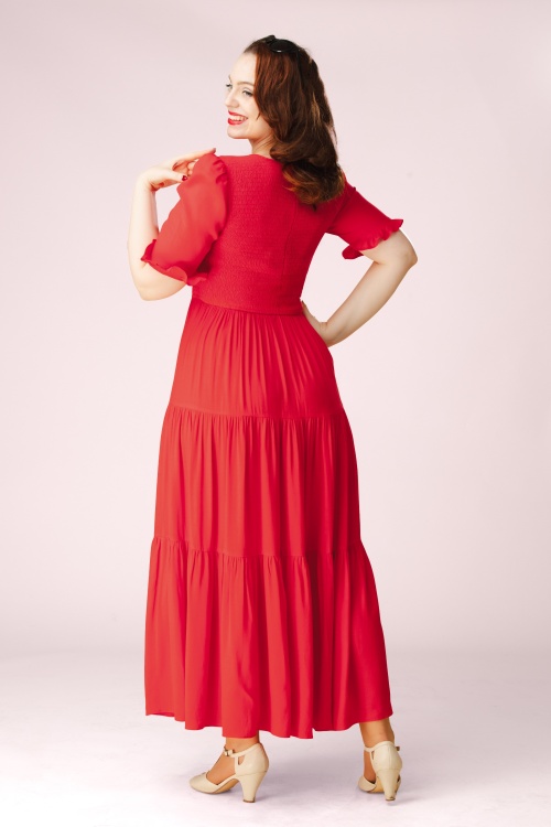 Topvintage Boutique Collection - Topvintage exclusive ~ Emily maxi jurk in rood 3