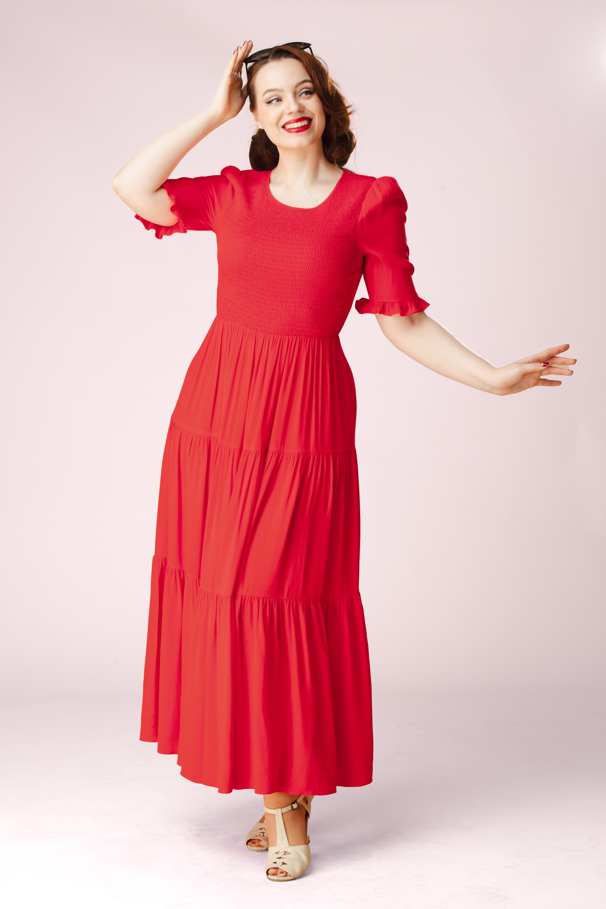 Topvintage Boutique Collection - Topvintage exclusive ~ Emily maxi jurk in rood