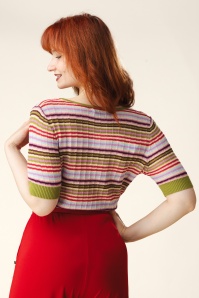 Surkana - Sunny Stripey gebreide top in roze en multi 3