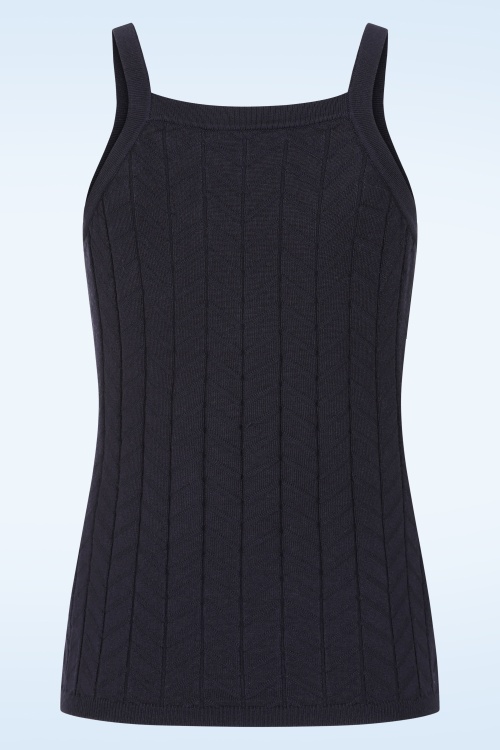 Banned Retro - Joy gebreide top in marineblauw 4