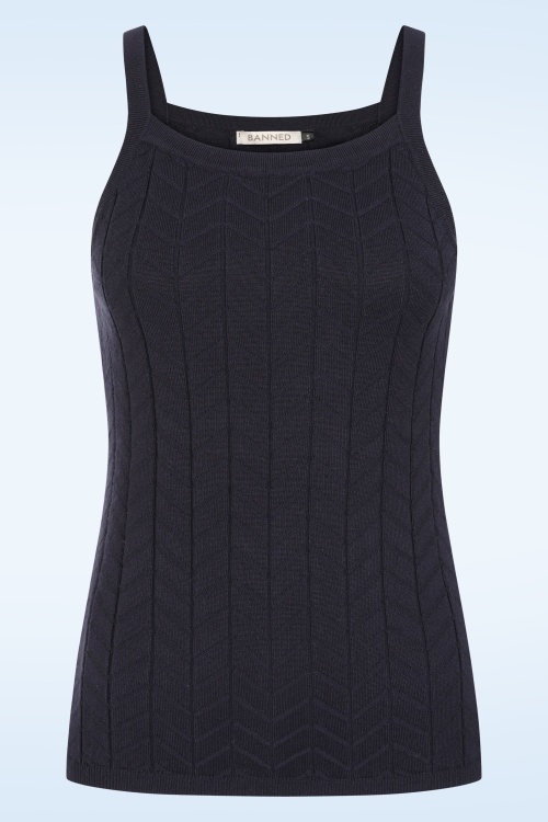Banned Retro - Joy gebreide top in marineblauw 2