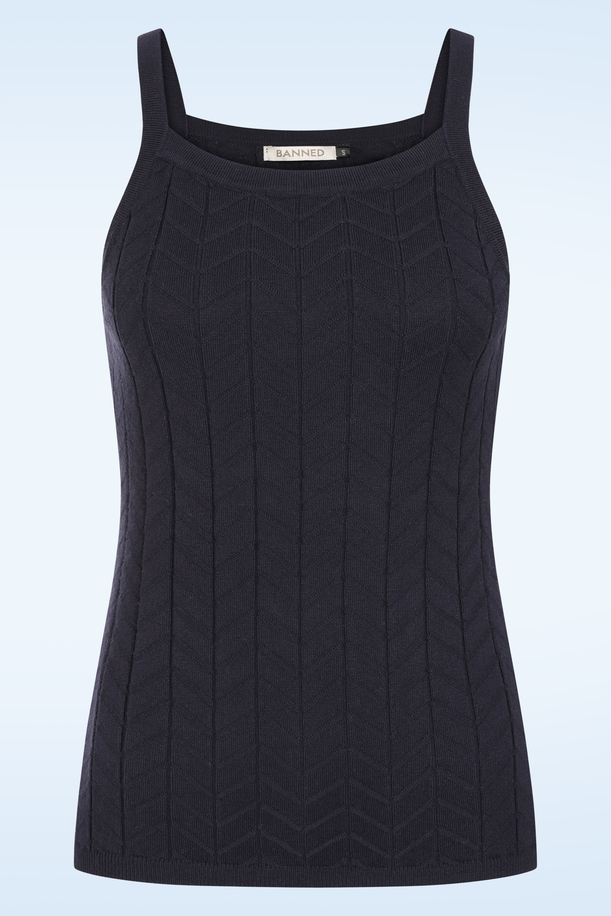 Banned Retro - Joy gebreide top in marineblauw 2