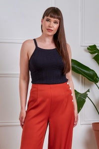 Banned Retro - Joy gebreide top in marineblauw